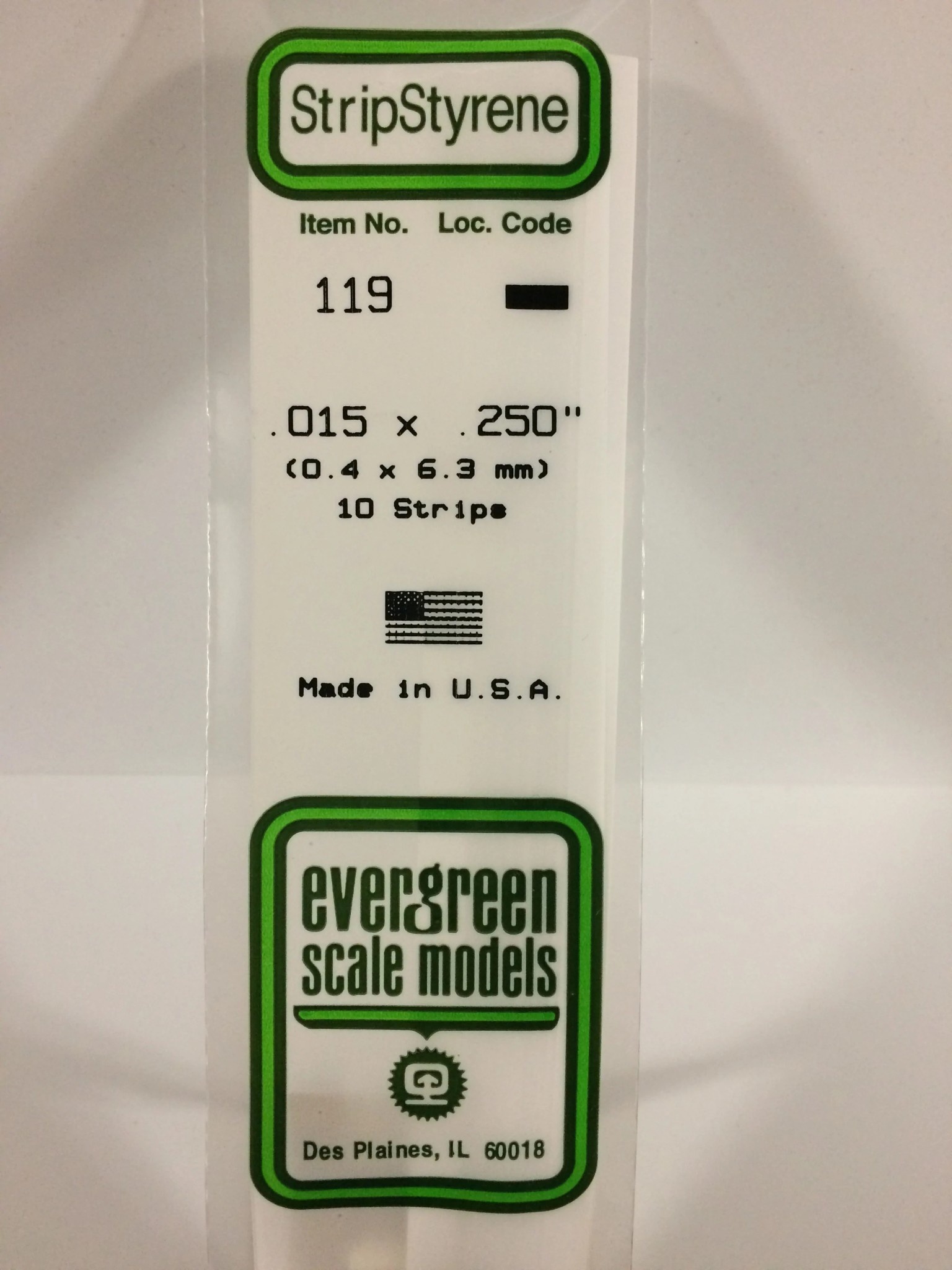 119 Styrene Strip .015x.250" 10/