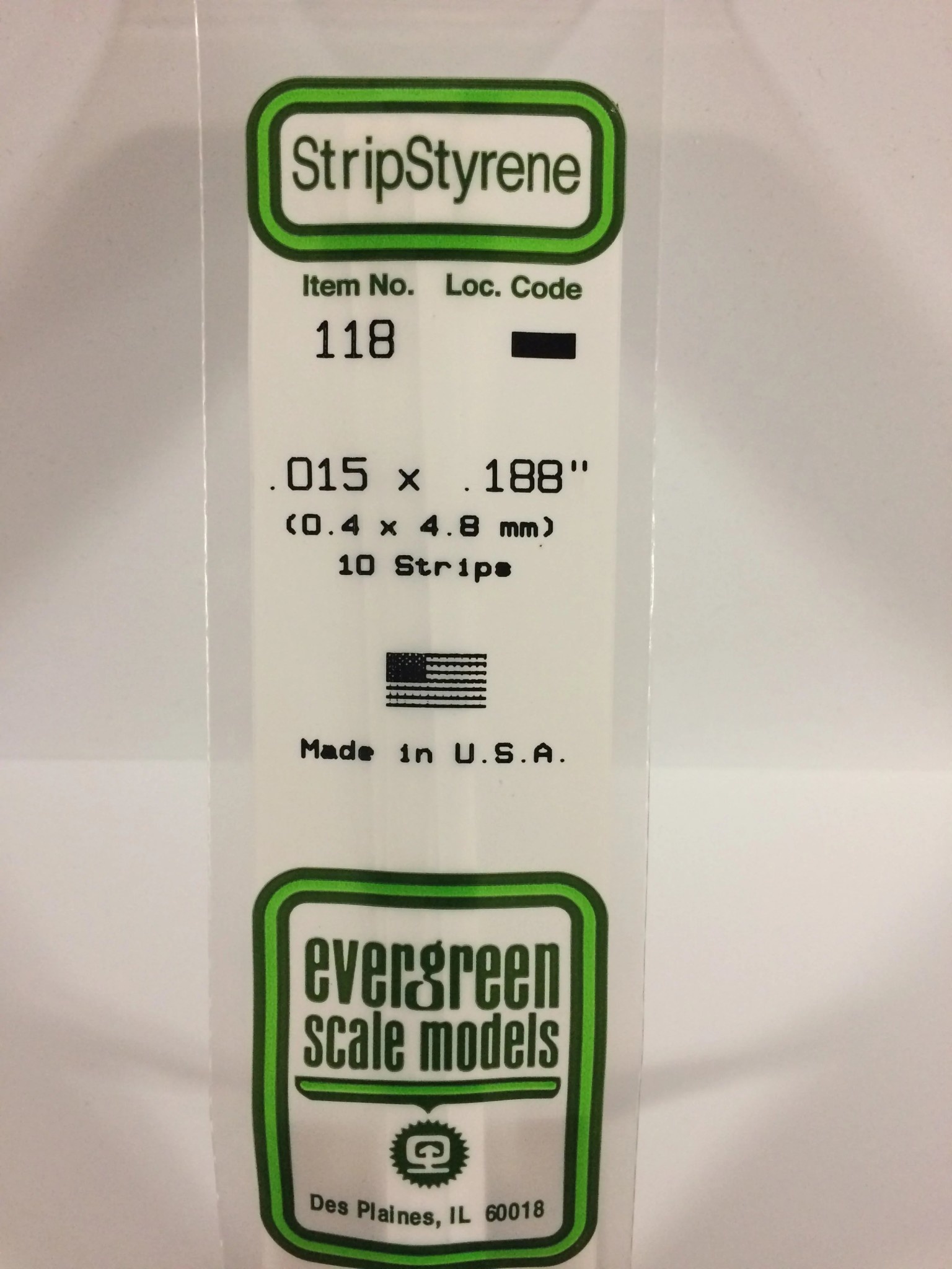 118 Styrene Strip .015x.188" 10/