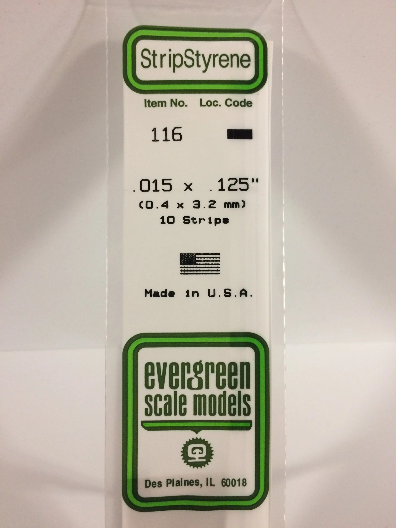 116 Styrene Strip .015x.125" 10/