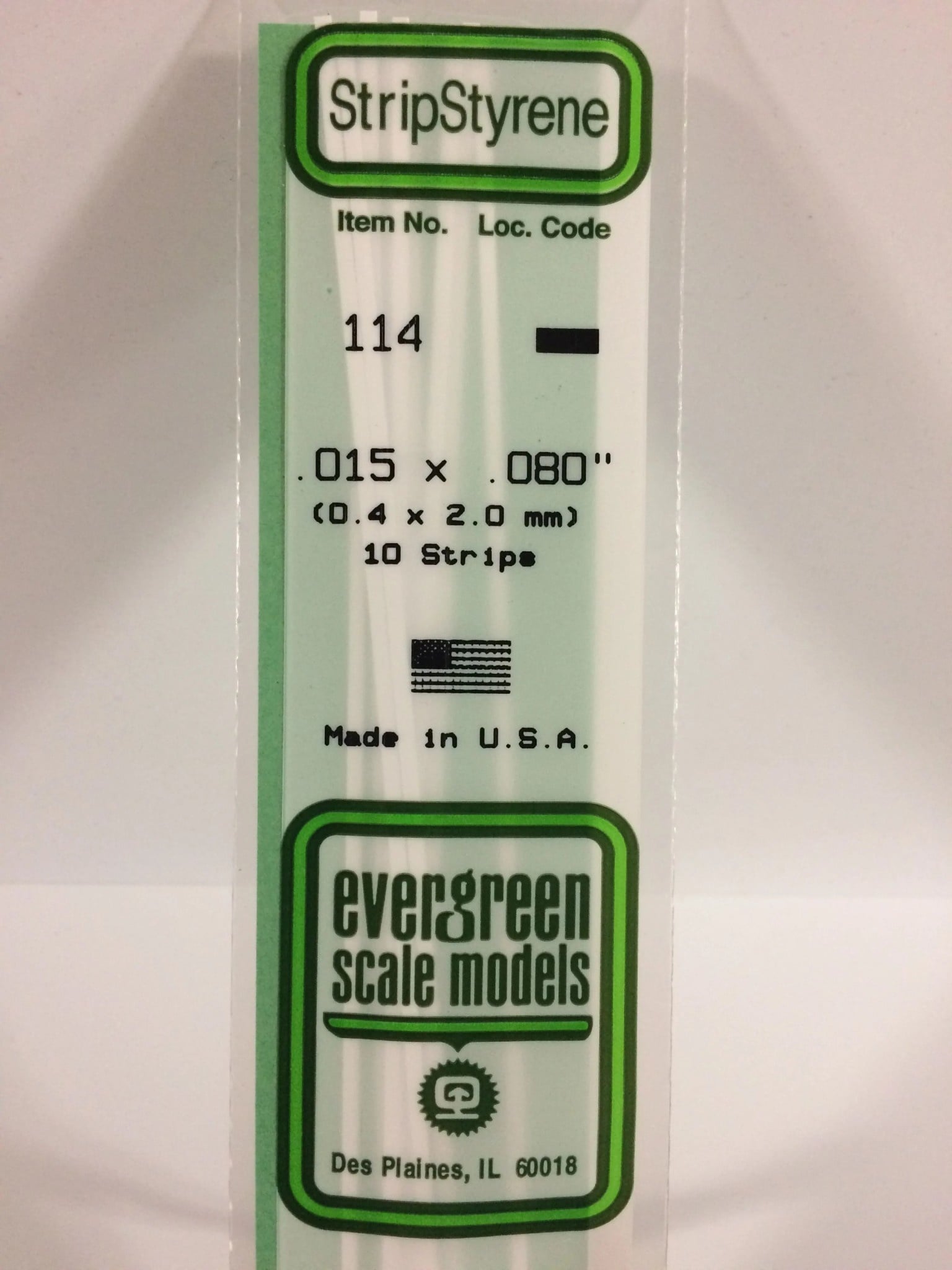 114 Styrene Strip .015x.080" 10/