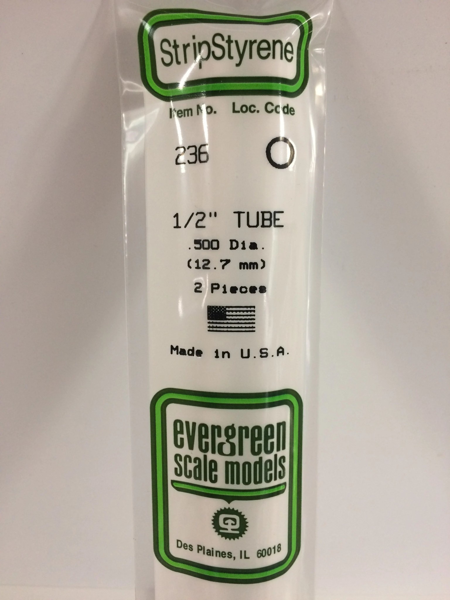 236 Styrene Tube .500" Dia 2/