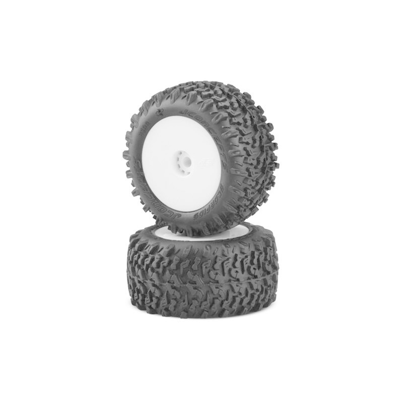 JCO3100-1221 SCORPIOS MINI-T/ MINI-B 2.0 REAR PRE-MOUNTED WHITE WHEELS: GREEN COMPOUND