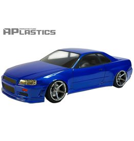 APLASTICS APS0055 1/10 NISSAN R34 BODY: CLEAR