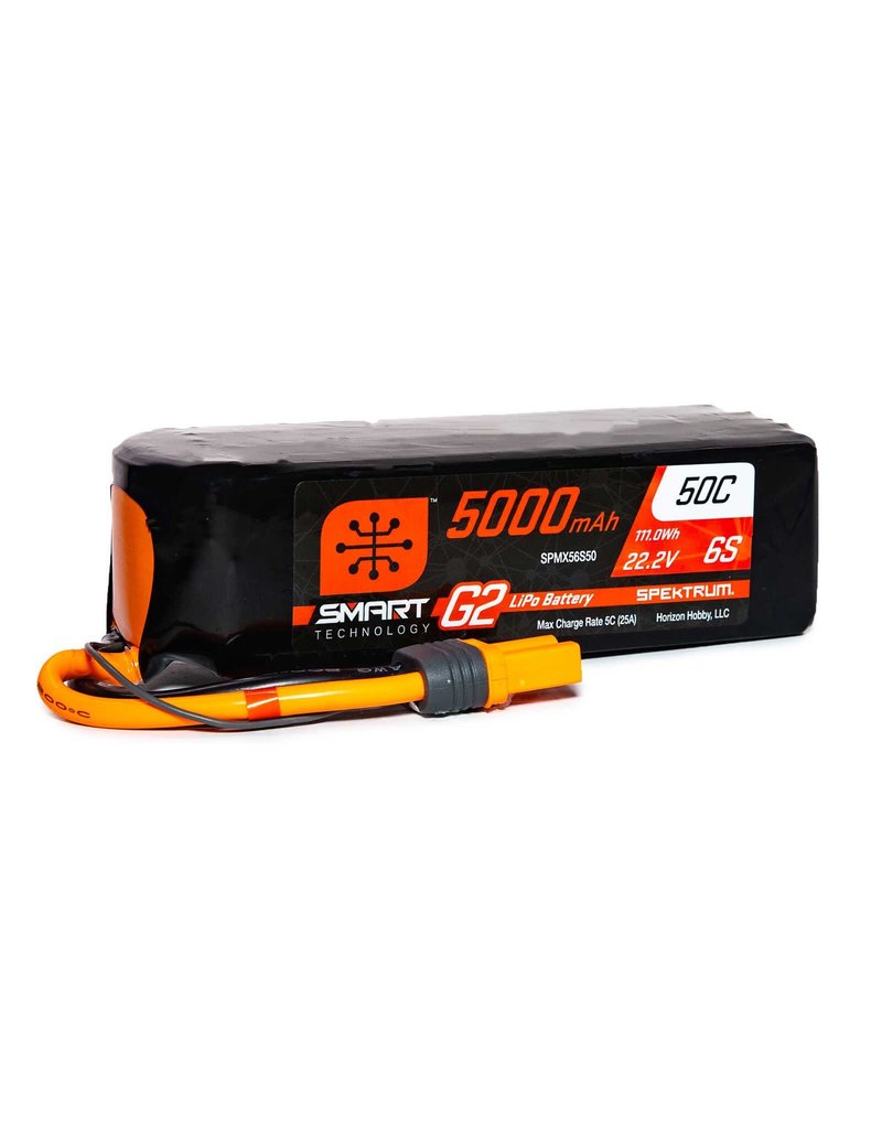 SPEKTRUM SPMX56S50 6S LIPO 22.2V 5000MAH 50C SMART G2 BATTERY: IC5