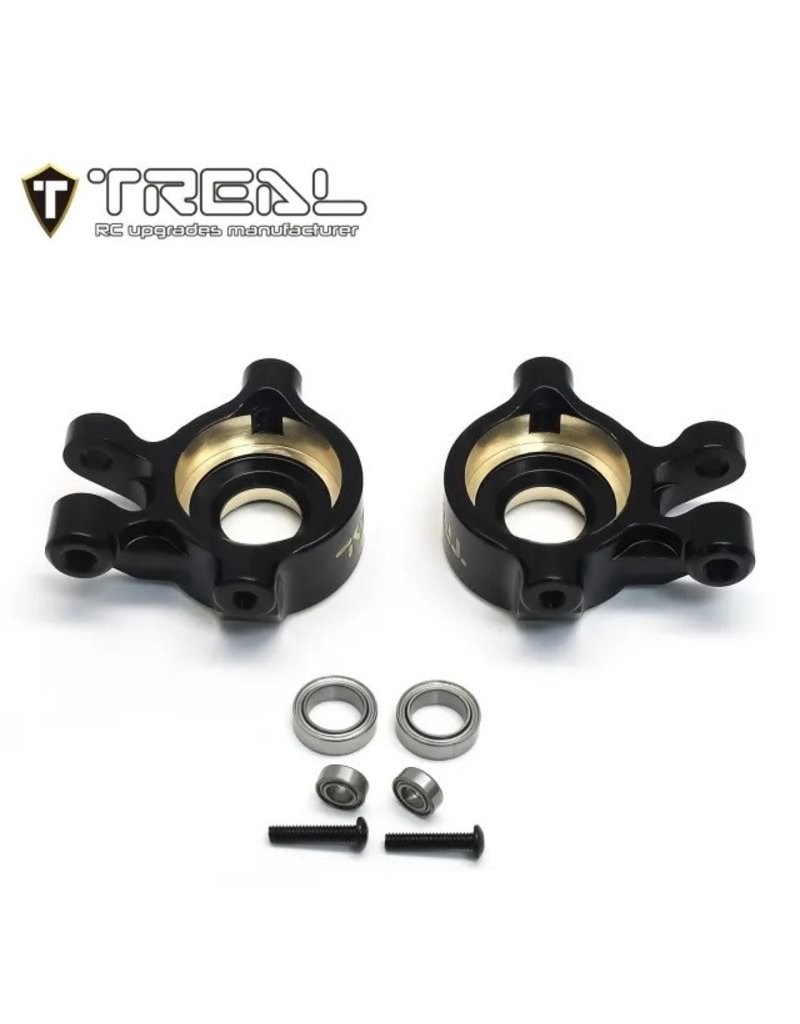 TREAL TRLX003K9PA2H BRASS FRONT STEERING KNUCKELS 9.7G FOR TRX4-M BLACK