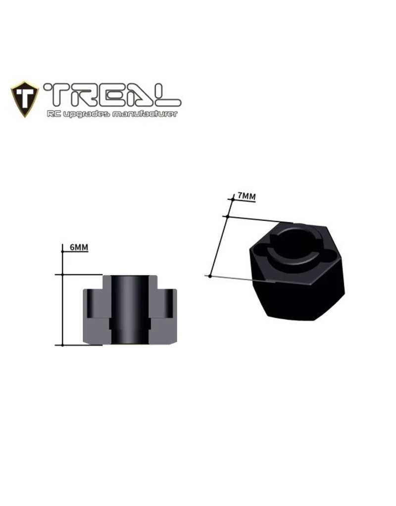 TREAL TRLX003K9N19V BRASS WHEEL HUBS 7MM 6MM HEX 1G FOR TRX4-M BLACK