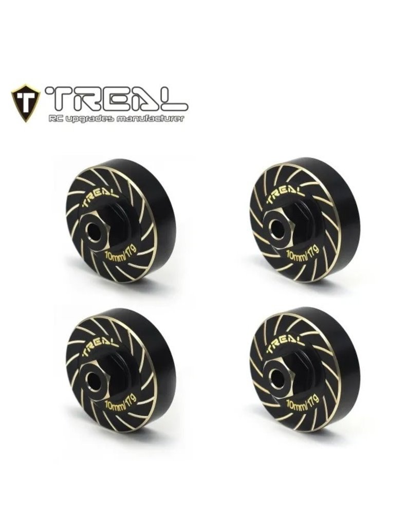 TREAL TRLX003K9N23B BRASS EXTENDED WHEEL HUBS 7MM X 10MM 17G TRX-4M BLACK