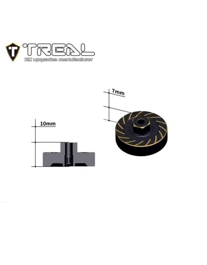 TREAL TRLX003K9N23B BRASS EXTENDED WHEEL HUBS 7MM X 10MM 17G TRX-4M BLACK