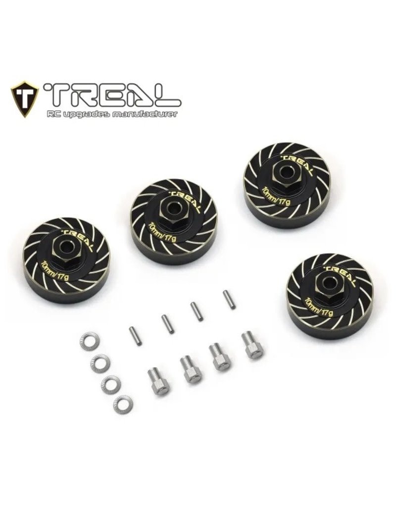 TREAL TRLX003K9N23B BRASS EXTENDED WHEEL HUBS 7MM X 10MM 17G TRX-4M BLACK