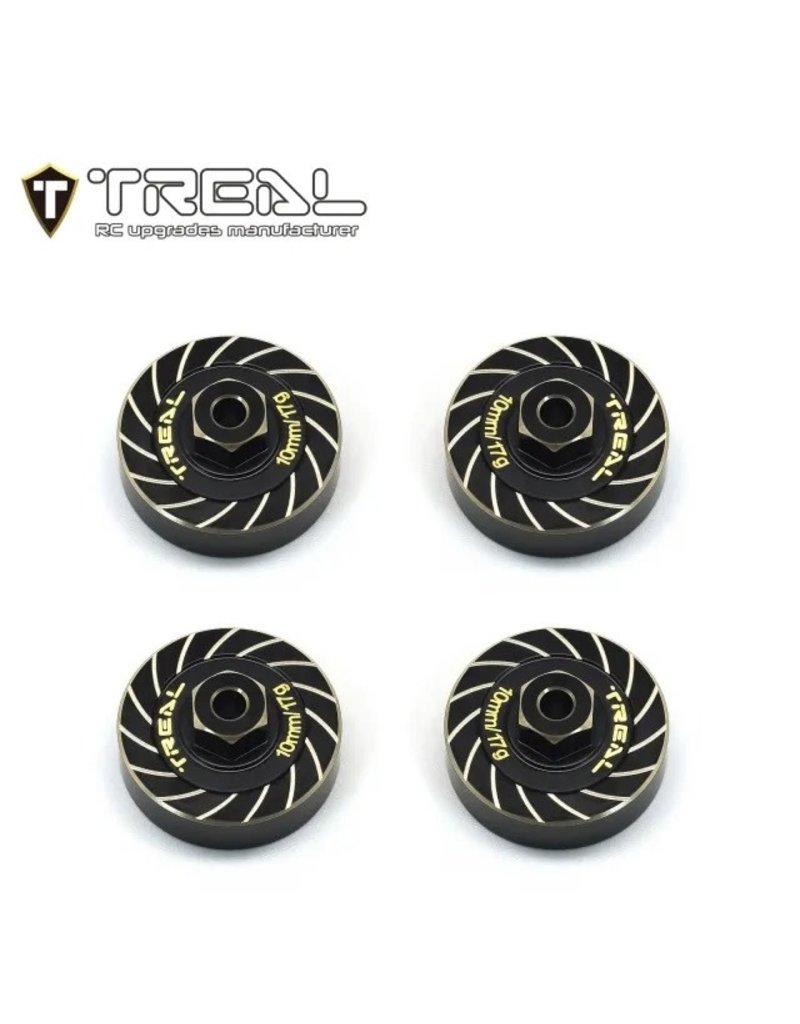 TREAL TRLX003K9N23B BRASS EXTENDED WHEEL HUBS 7MM X 10MM 17G TRX-4M BLACK