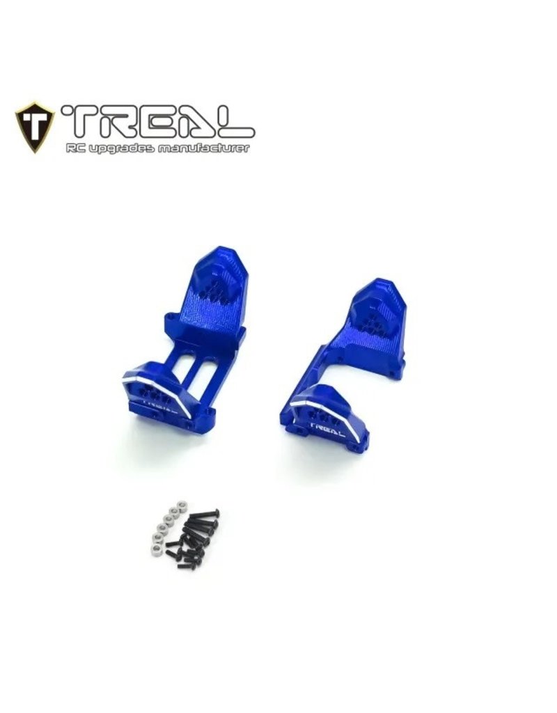 TREAL TRLX003LB2FGD ALUMINUM FRONT AND REAR SHOCK MOUNTS FOR TRX-4M BLUE