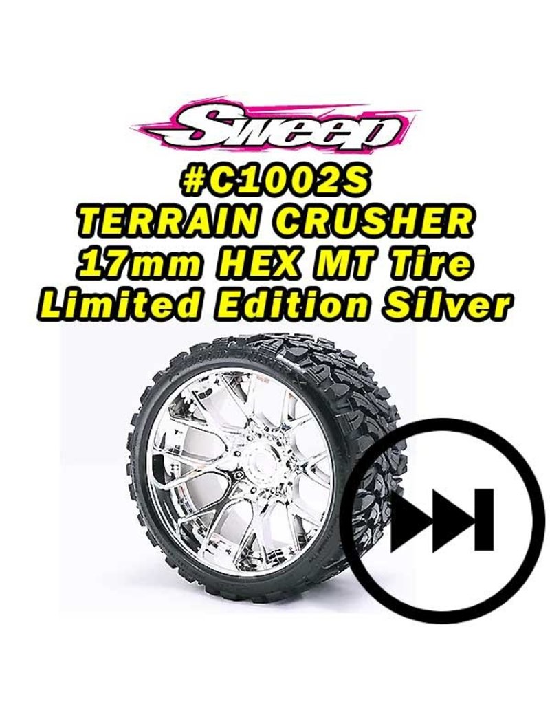 SWEEP RACING SRCC1002S TERRAIN CRUSHER BELTED TIRE (2): CHROME