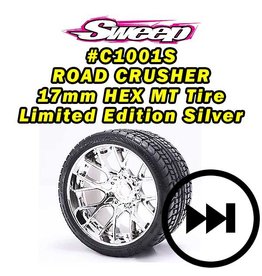SWEEP RACING SRCC1001S ROAD CRUSHER BELTED TIRE (2): SILVER CHROME