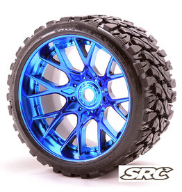 SWEEP RACING SRCC1002BC TERRAIN CRUSHER BELTED TIRE (2): BLUE CHROME