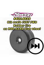 SWEEP RACING SRC4314014 8TH SCALE BELTED TIRES WITH BLACK DISH