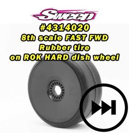 SWEEP RACING SRC4314014 8TH SCALE BELTED TIRES WITH BLACK DISH