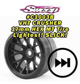 SWEEP RACING SRCC1003B VHT CRUSHER BEILTED TIRE: BLACK (2)
