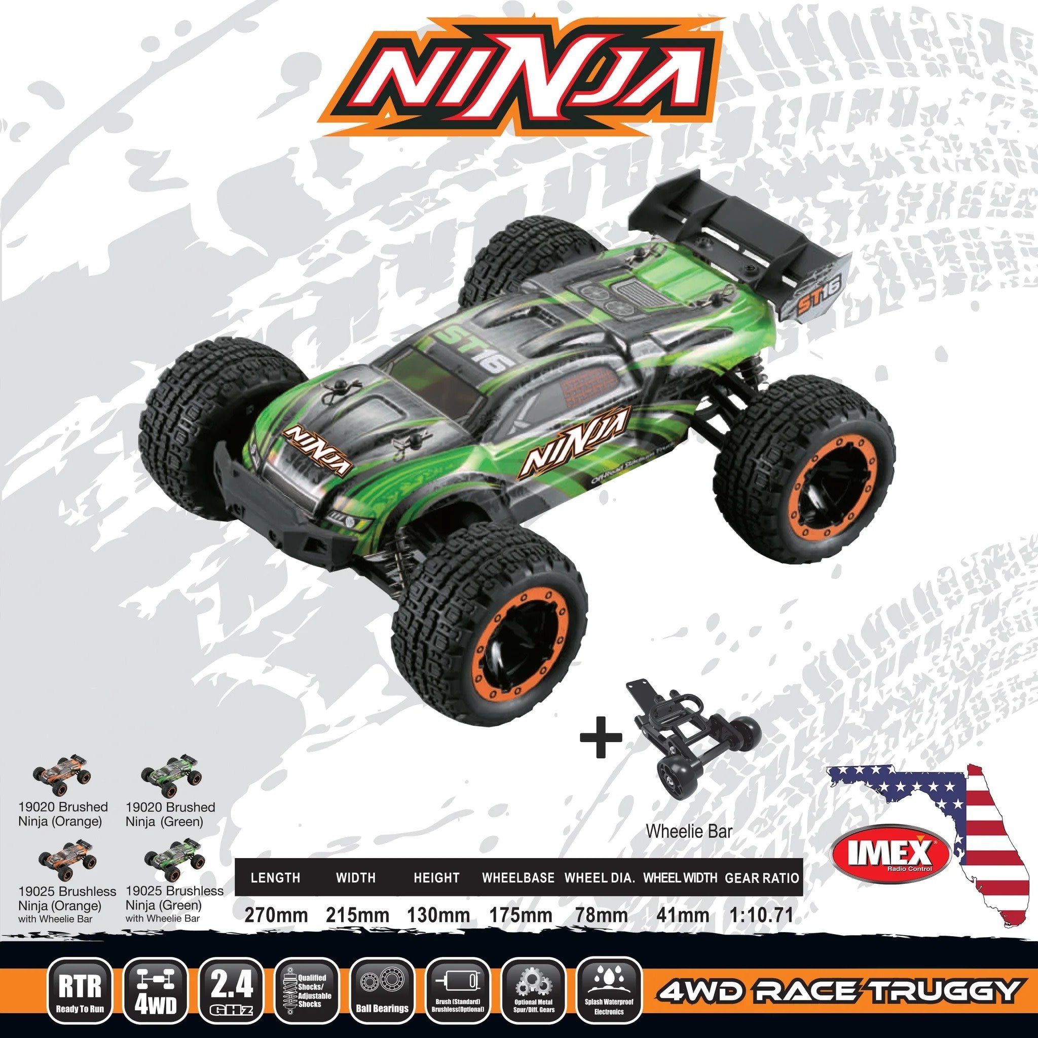 IMX19025 1:16 TRUGGY TRUCK BRUSHLESS: GREEN - My Tobbies - Toys & Hobbies