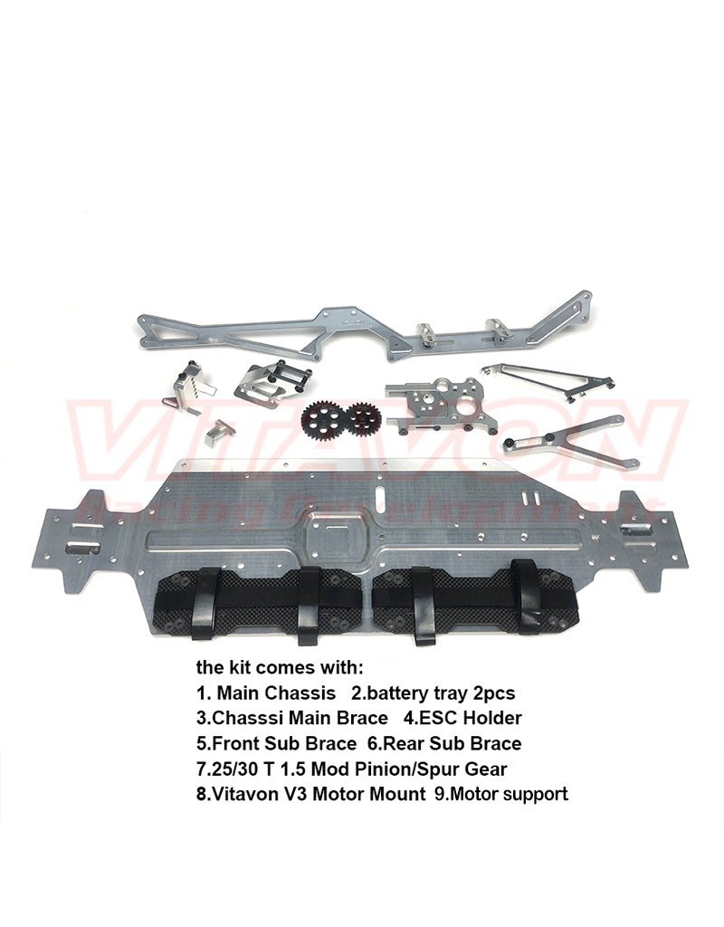 VITAVON VTNK8S0088 CNC ALU 7075 REDESIGNED CHASSIS KIT FOR KRATON 8S MAX 4 COMBO
