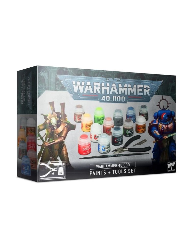 WARHAMMER GW60-12 40K PAINTS + TOOLS ENG/SPA/PORT/LA