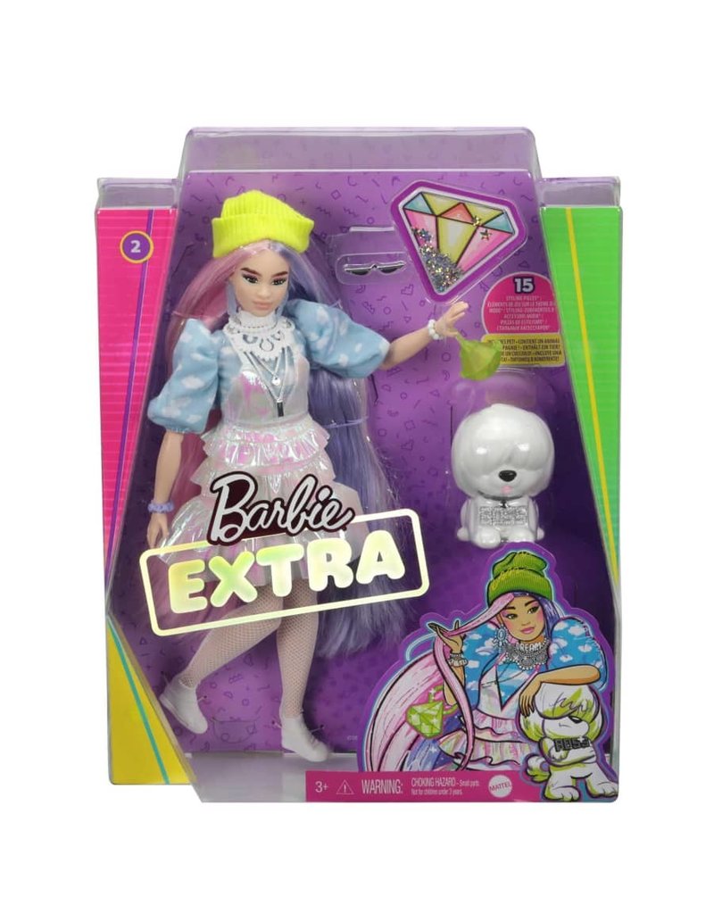 BARBIE MTL GVR05 EXTRA DOLL #2 IN SHIMMERY LOOK WITH PUPPY
