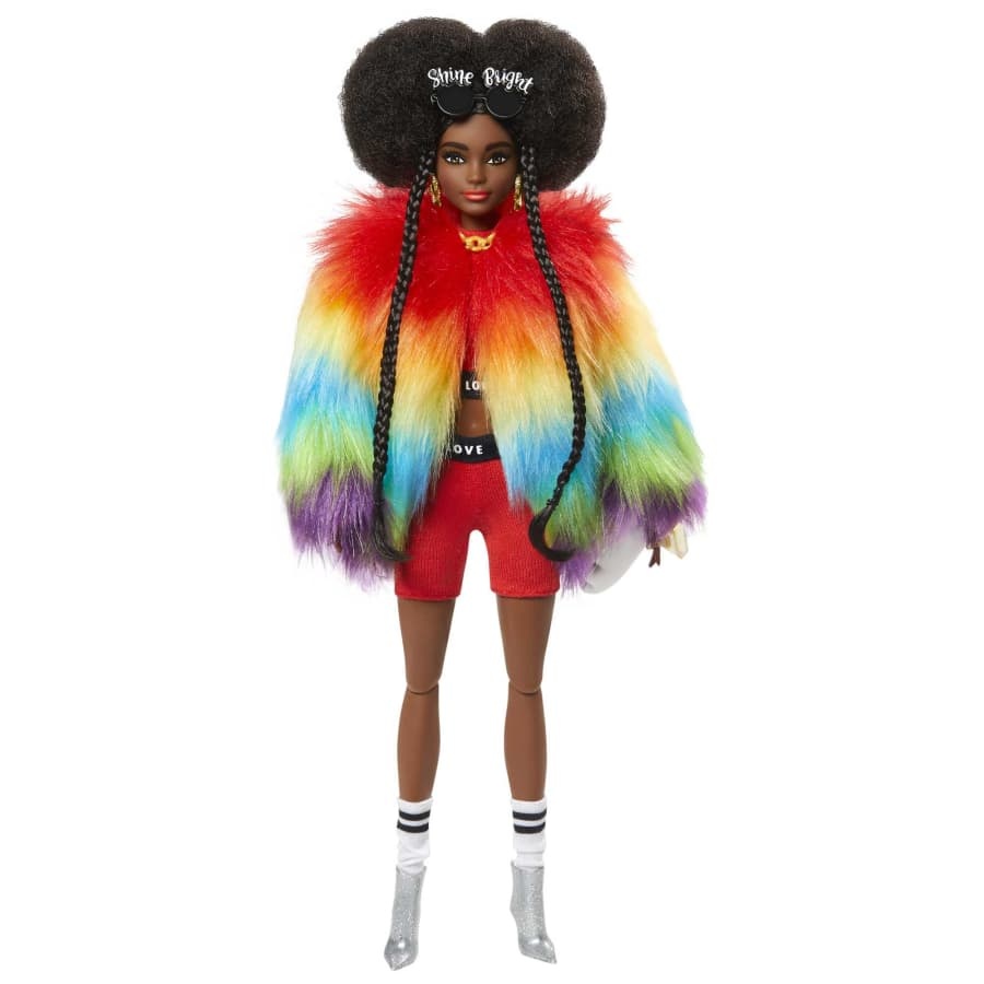 MTL GVR04/GRN27 EXTRA DOLL #1 FURRY RAINBOW COAT AA