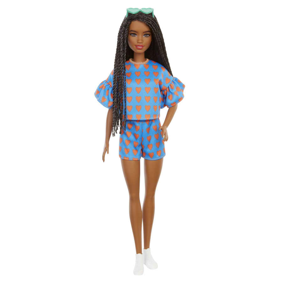 MTL GRB63 BARBIE FASHIONISTA DOLL - TWISTED HAIR W/ HEARTS TOP