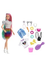 BARBIE MTL GRN80/GRN81 BARBIE LEOPARD RAINBOW HAIR DOLL - RAINBOW SKIRT