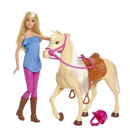 BARBIE MTL FXH13 BARBIE AND HORSE PLAYSET: BLONDE