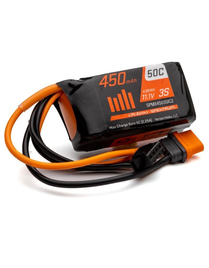 SPEKTRUM SPMX4503SIC2 3S LIPO 11.1V 450MAH 50C BATTERY: IC2