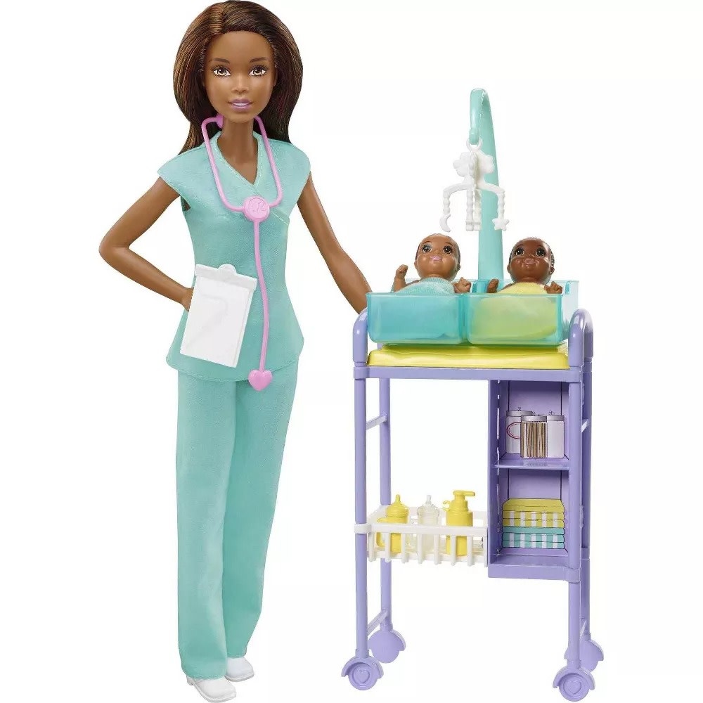 MTL BARBIE YOU CAN BE ANYTHING BABY DOCTOR BRUNETTE DOLL AND