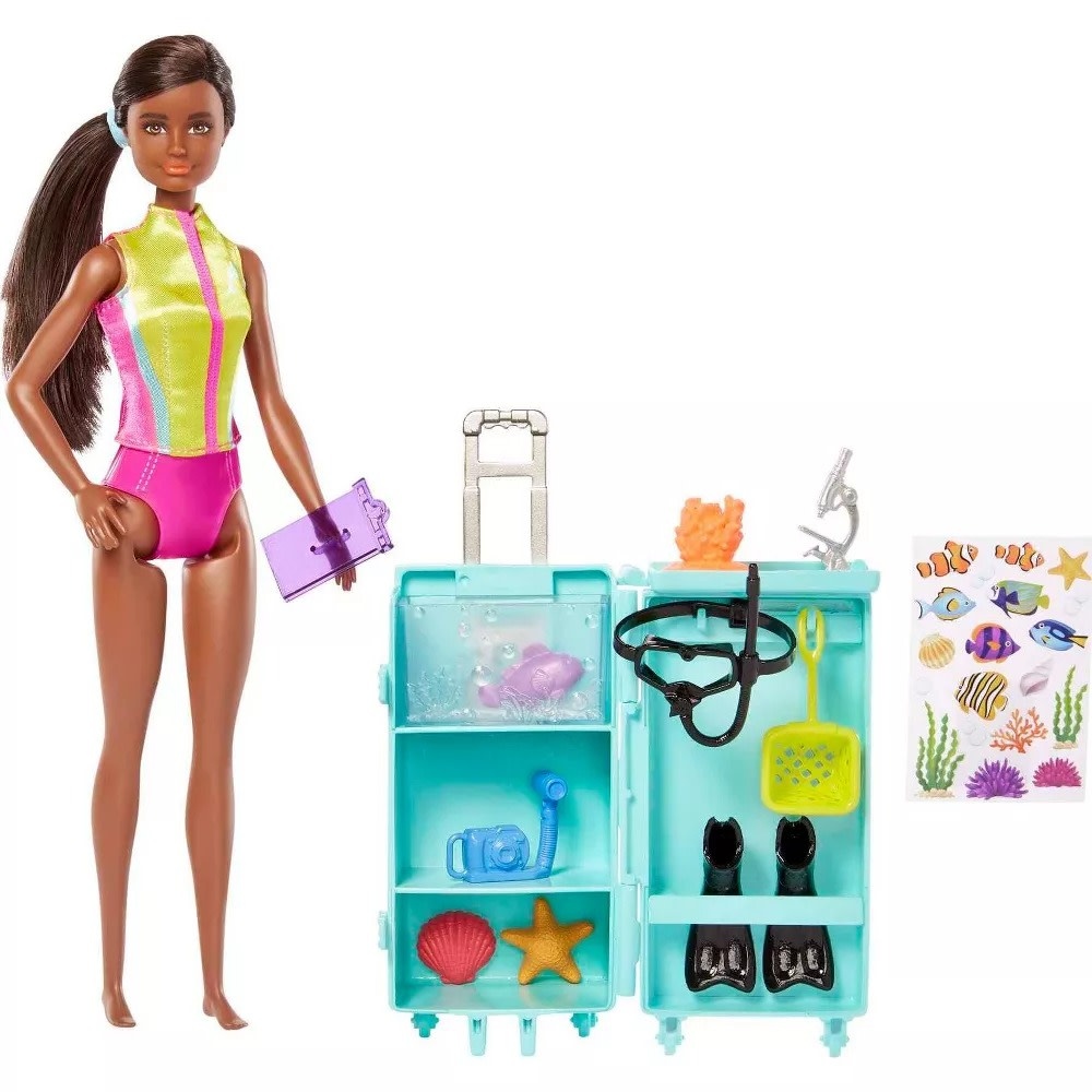 MTL HMH27 BARBIE CAREERS MARINE BIOLOGIST DOLL BRUNETTE & MOBILE LAB PLAYSET
