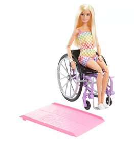 BARBIE MTL HJT13 BARBIE FASHIONISTAS DOLL WITH WHEELCHAIR AND RAMP AND BLONDE HAIR