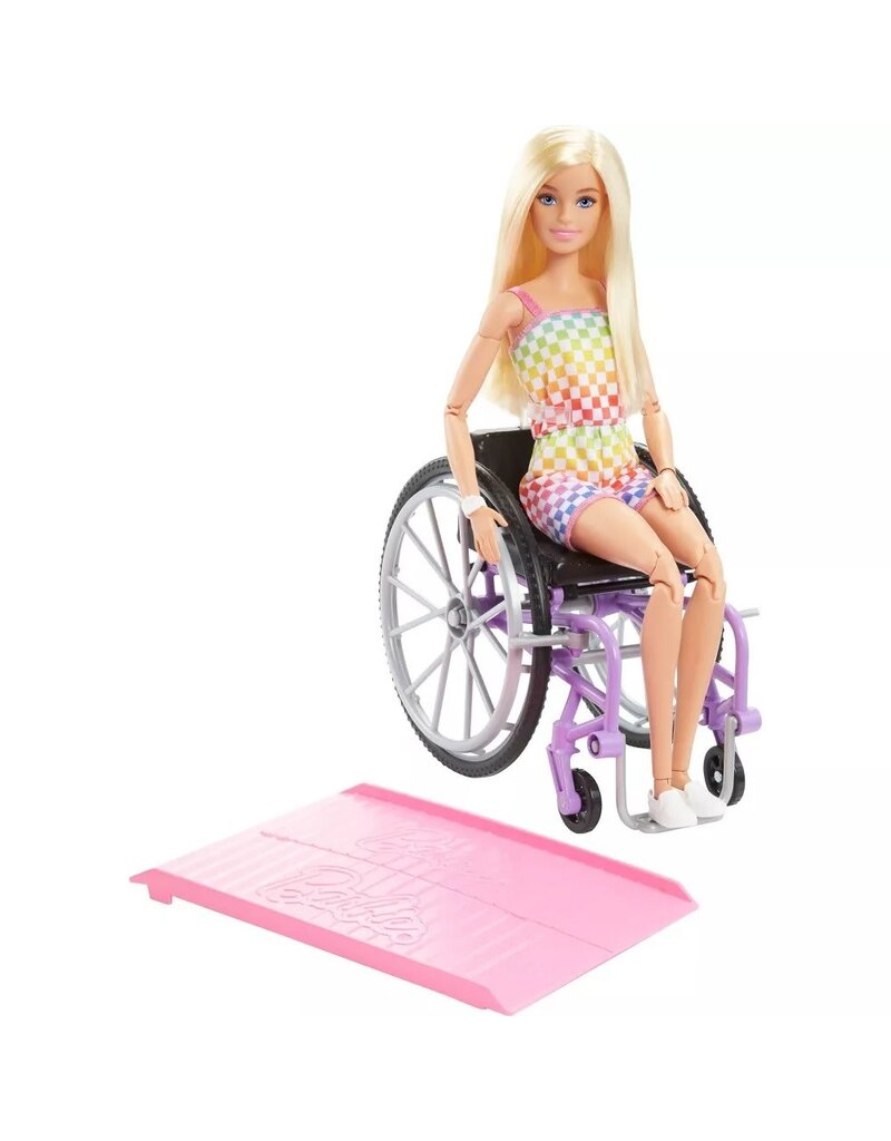 BARBIE MTL HJT13 BARBIE FASHIONISTAS DOLL WITH WHEELCHAIR AND RAMP AND BLONDE HAIR