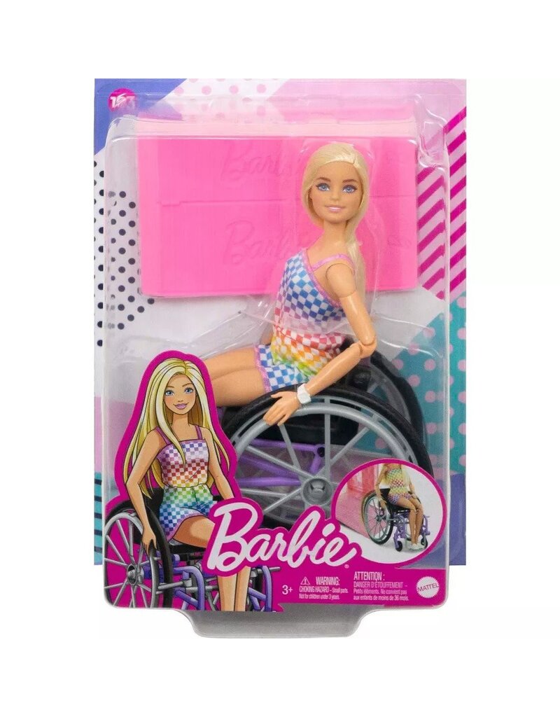 BARBIE MTL HJT13 BARBIE FASHIONISTAS DOLL WITH WHEELCHAIR AND RAMP AND BLONDE HAIR