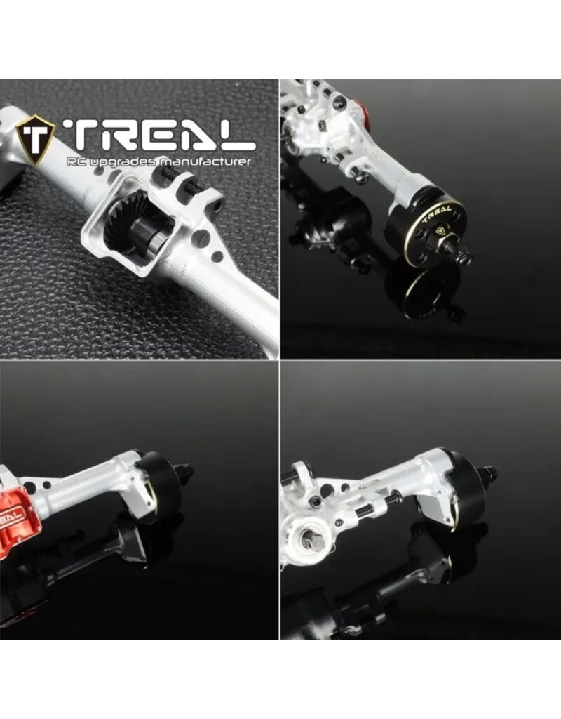 TREAL TRLX003TM0TKX REAR PORTAL AXLE COMPLETE KIT FOR TRX-4M SILVER/ RED