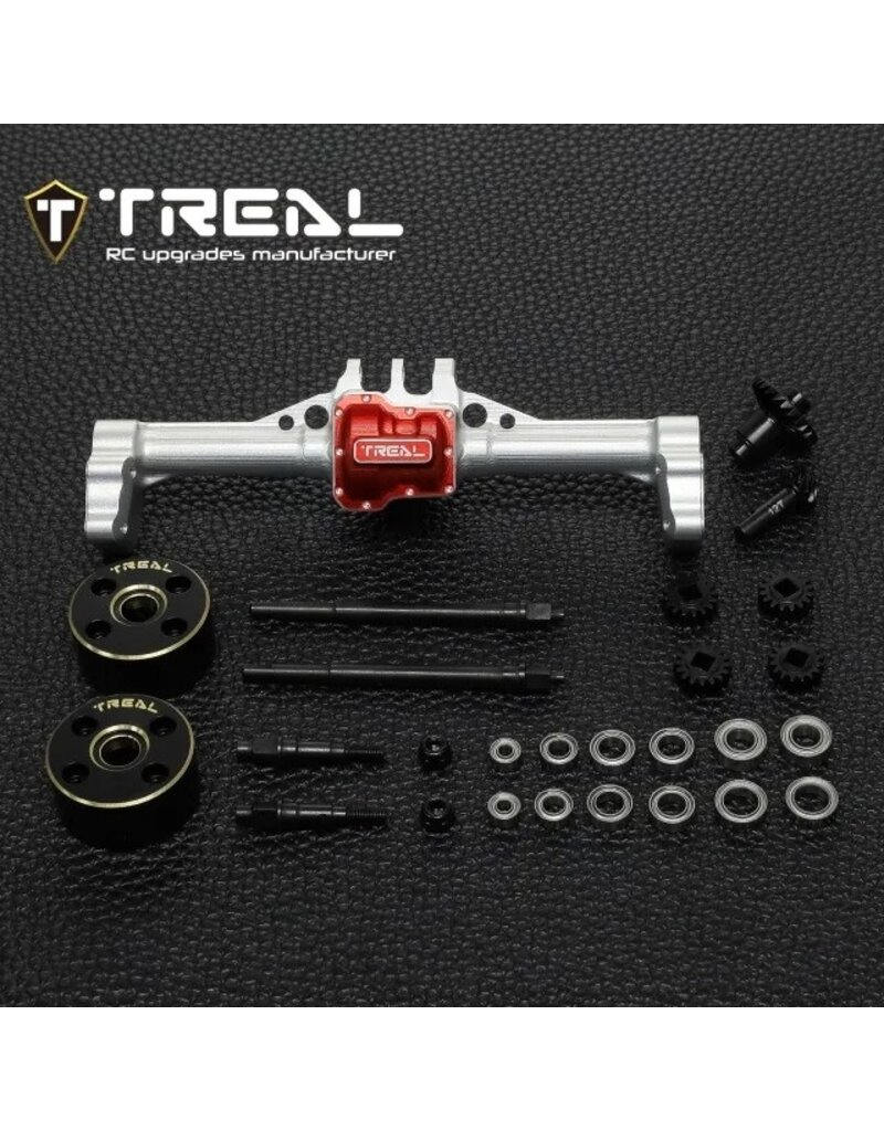 TREAL TRLX003TM0TKX REAR PORTAL AXLE COMPLETE KIT FOR TRX-4M SILVER/ RED