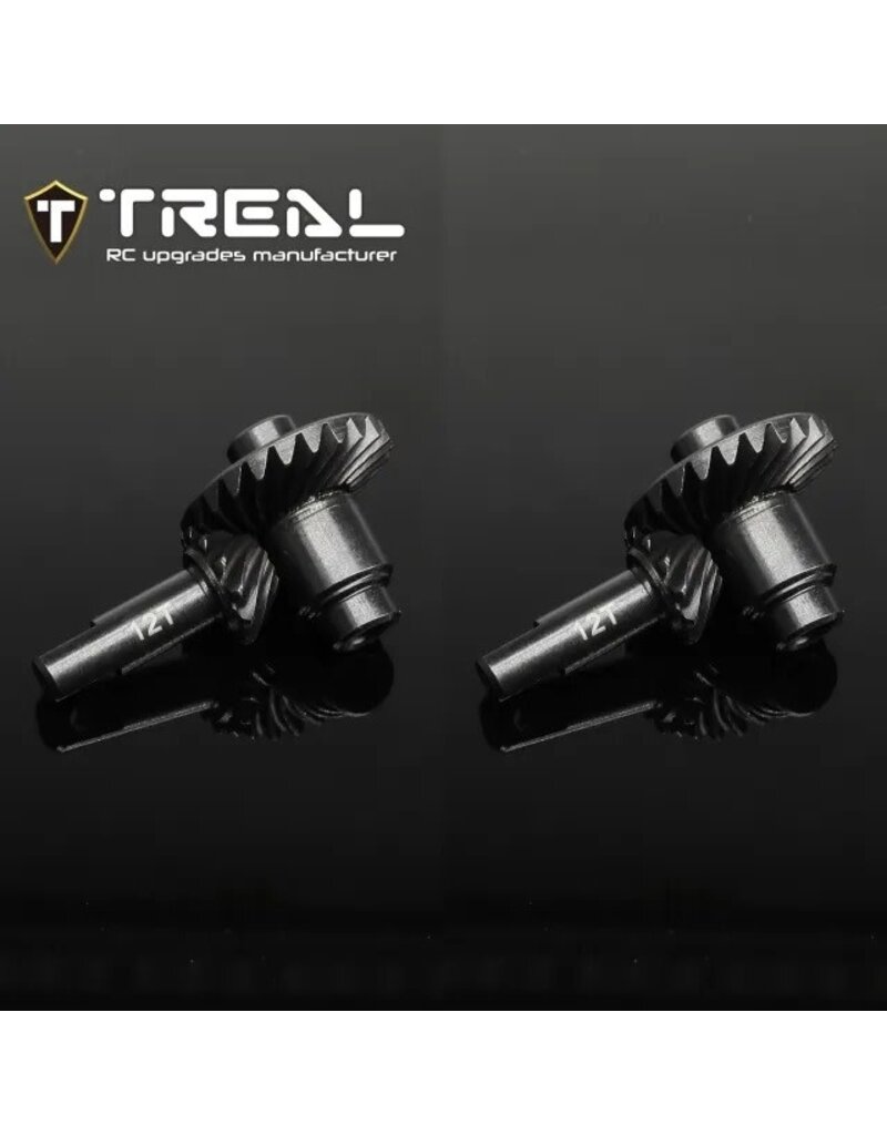 TREAL TRLX003Q56KYR TRX-4M HARDENED STEEL DIFF RING AND PINION GEAR SET 12T/ 24T