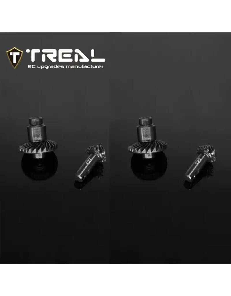 TREAL TRLX003Q56KYR TRX-4M HARDENED STEEL DIFF RING AND PINION GEAR SET 12T/ 24T