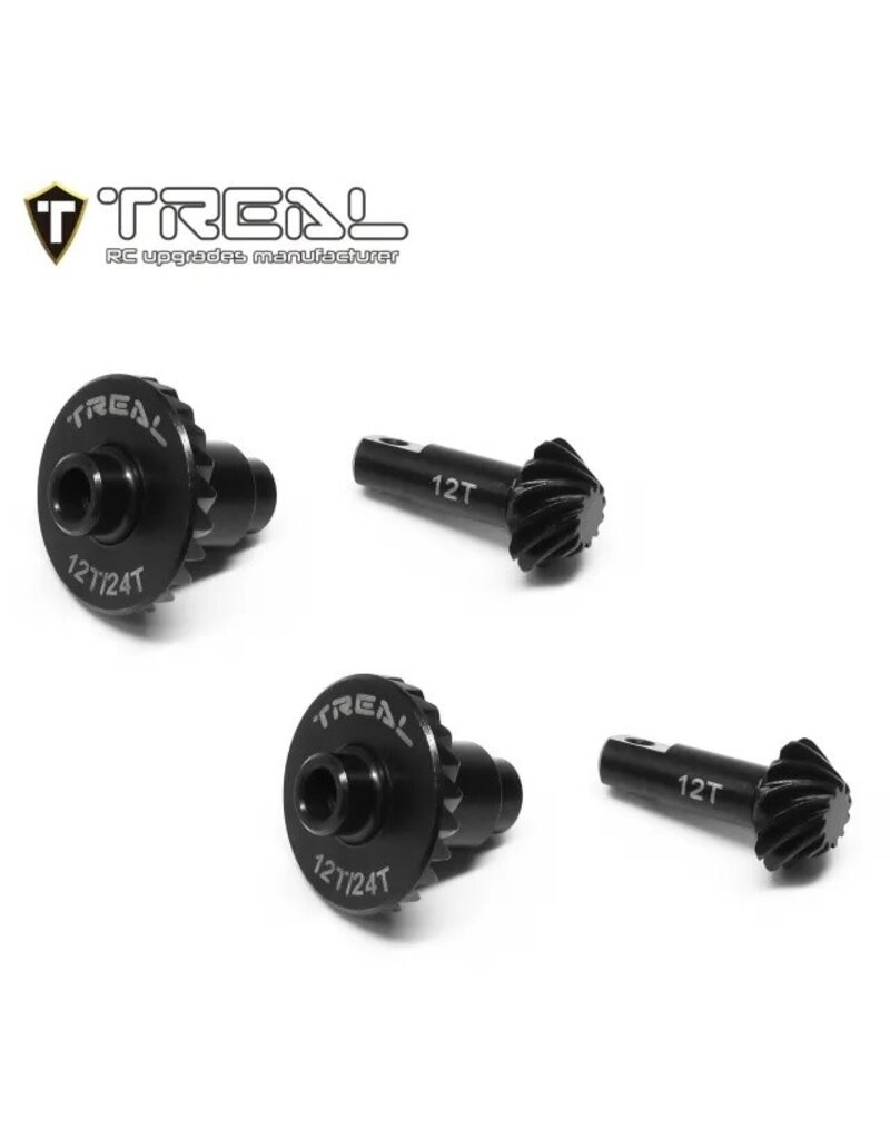 TREAL TRLX003Q56KYR TRX-4M HARDENED STEEL DIFF RING AND PINION GEAR SET 12T/ 24T