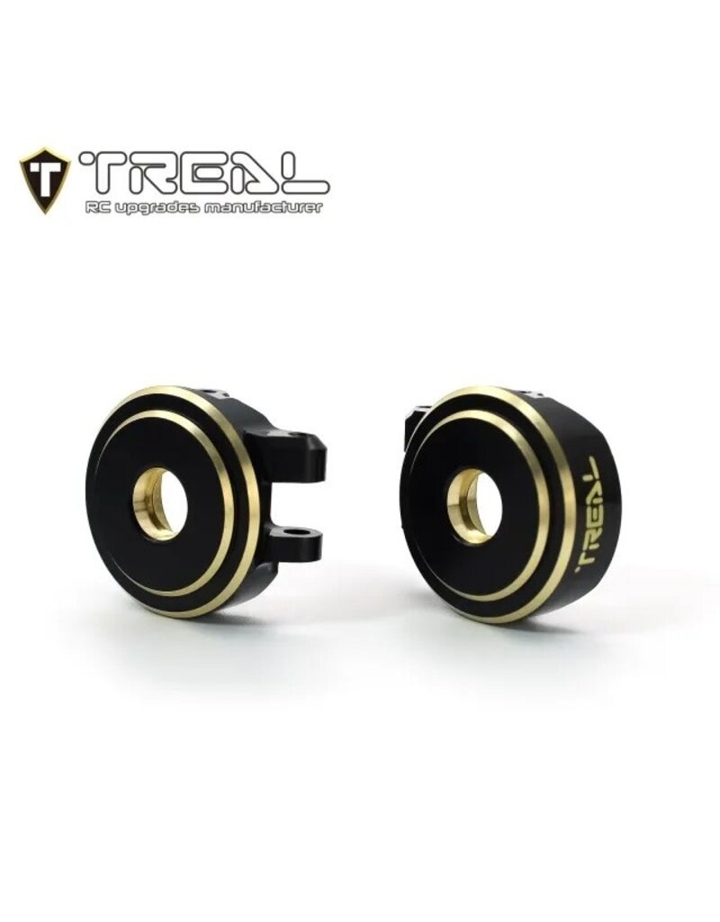 TREAL TRLX003QSERSP BRASS FRONT STEERING KNUCKLES FOR TRX-4M 18.6G BLACK