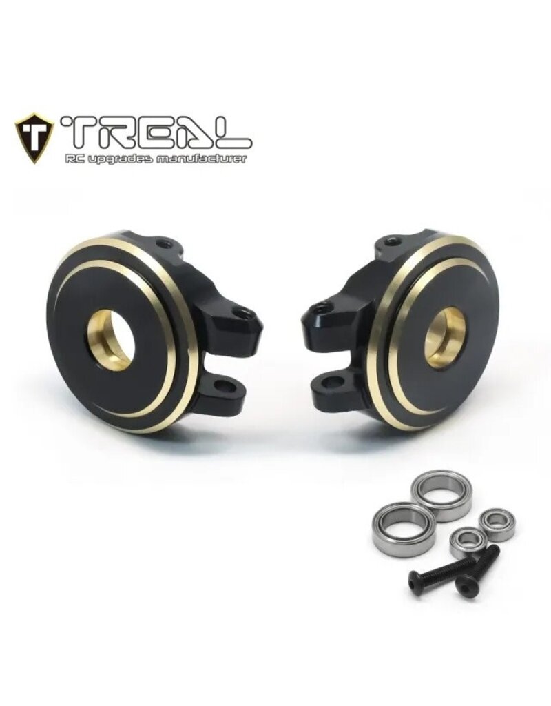 TREAL TRLX003QSERSP BRASS FRONT STEERING KNUCKLES FOR TRX-4M 18.6G BLACK