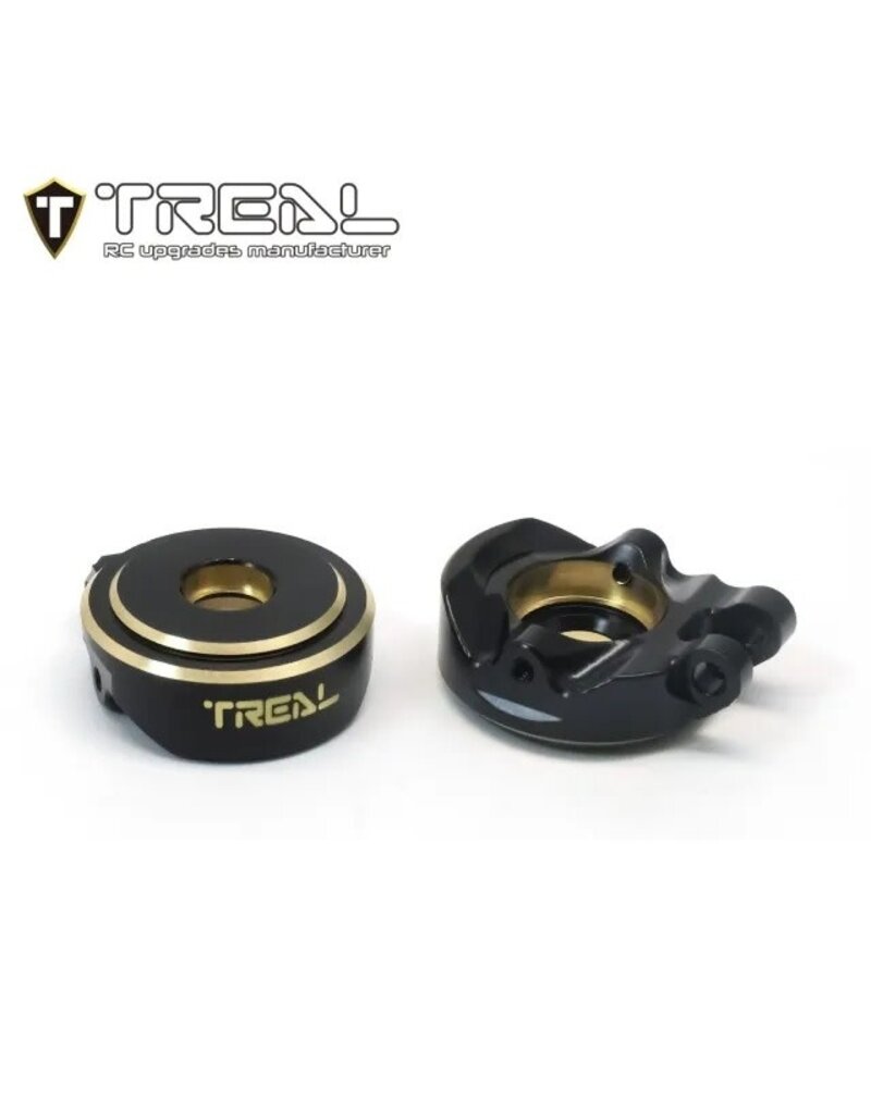 TREAL TRLX003QSERSP BRASS FRONT STEERING KNUCKLES FOR TRX-4M 18.6G BLACK