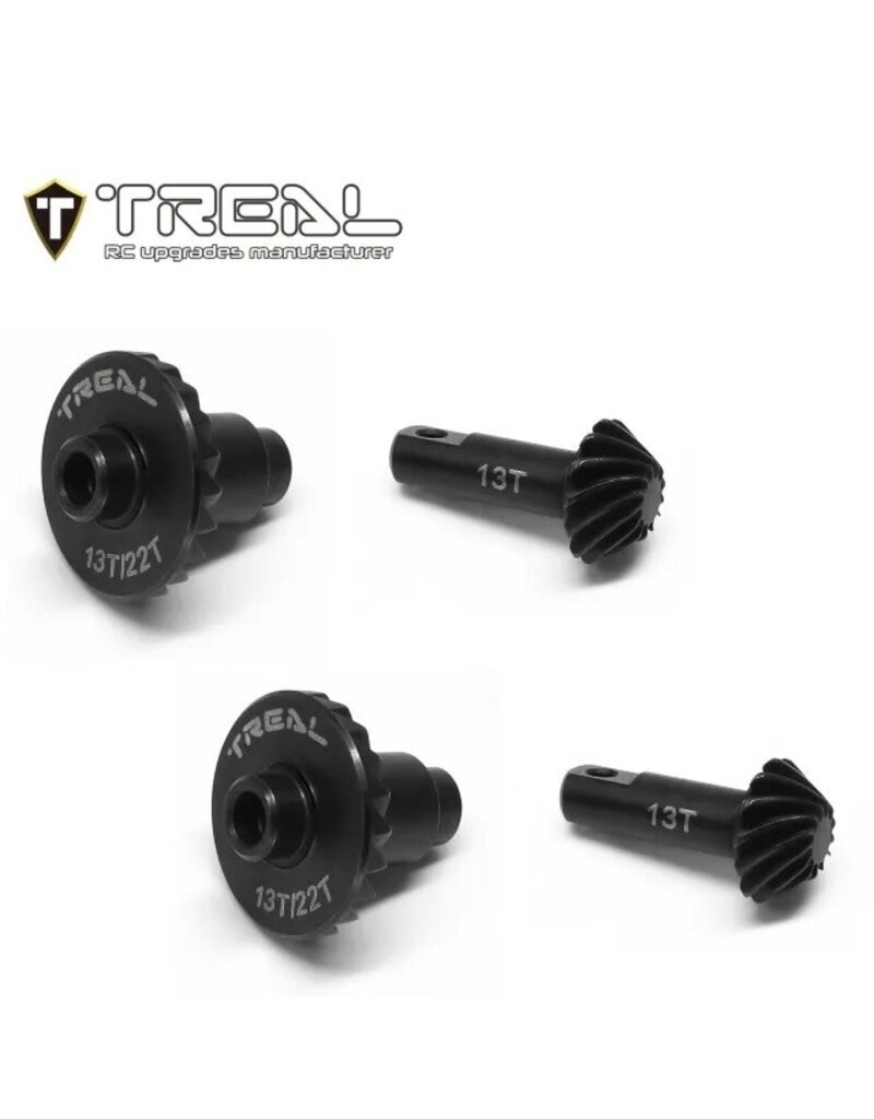 TREAL TRLX003QXH46H HARDENED STEEL AXLE RING AND PINION GEAR SET FOR TRX-4M OVERDRIVE 13T/22T