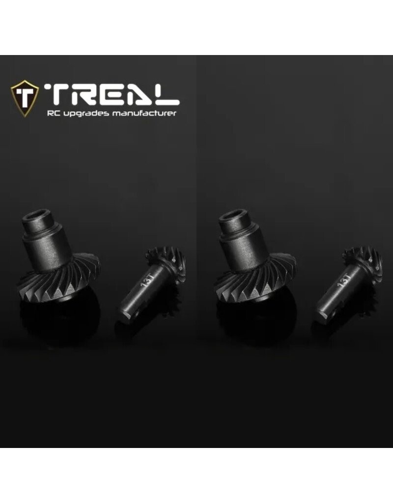 TREAL TRLX003QXH46H HARDENED STEEL AXLE RING AND PINION GEAR SET FOR TRX-4M OVERDRIVE 13T/22T
