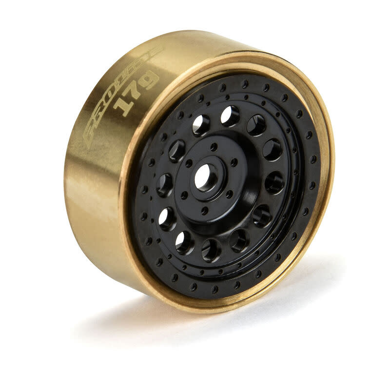 PRO281200 ROCK SHOOTER 1.0 BLACK BRASS INTERNAL BEADLOCK 7MM WHEELS FOR 1/24 CRAWLERS
