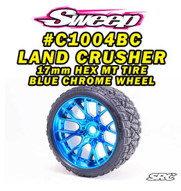 SWEEP RACING SRCC1004BC LAND CRUSHER BELTED TIRES MOUNTED ON WHD WHEELS BLUE CHROME