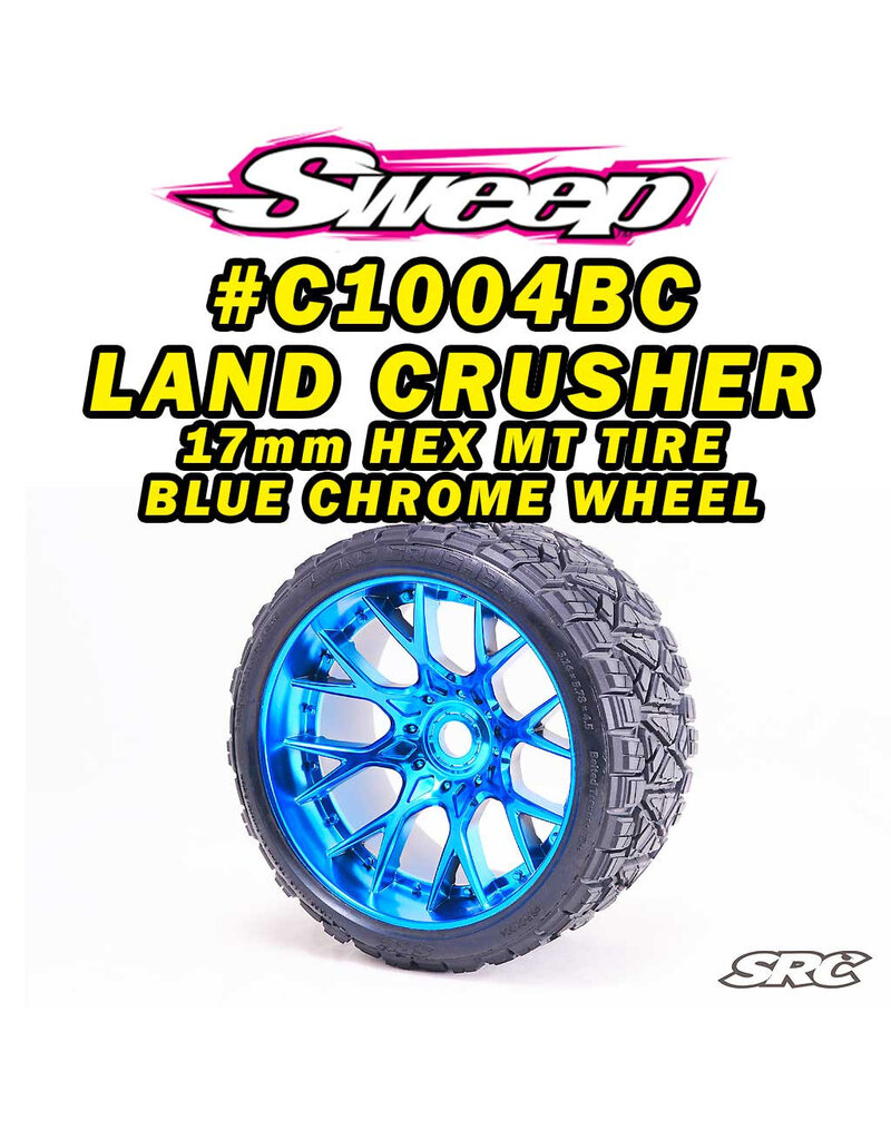 SWEEP RACING SRCC1004BC LAND CRUSHER BELTED TIRES MOUNTED ON WHD WHEELS BLUE CHROME