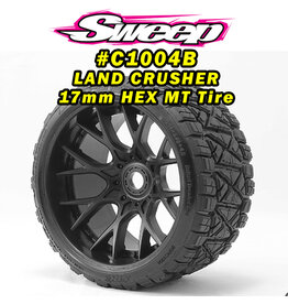 SWEEP RACING SRCC1004B LAND CRUSHER BELTED TIRE ON WHD BLACK WHEEL