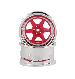 DS RACING DSC-DE-223 6 SPOKE PINK AND CHROME DRIFT RIMS (2)